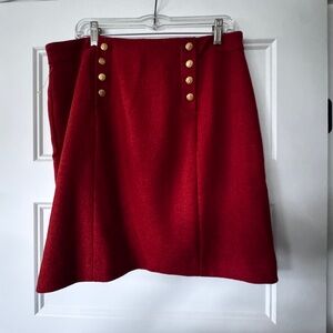 Brooks Brothers Red Fleece Burnt Orange Skirt with Gold Buttons. Size 12